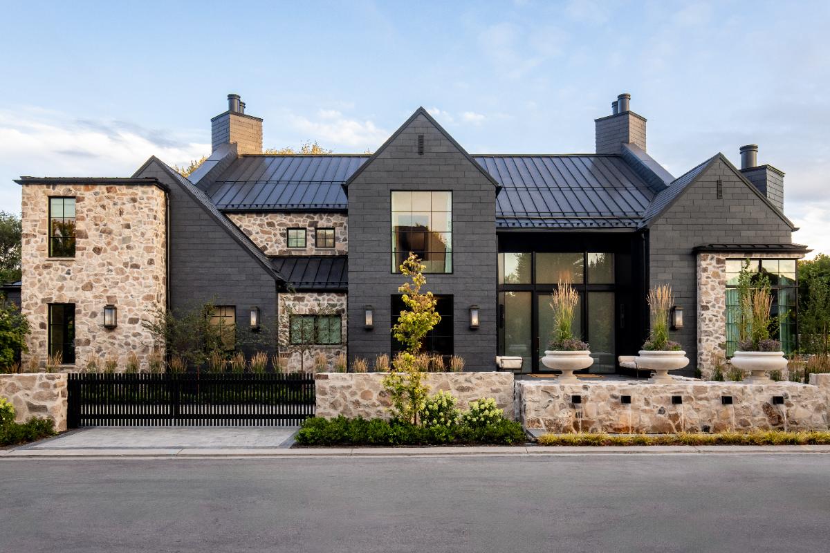 Modern Elm full-site landscape — main house, villa, pool