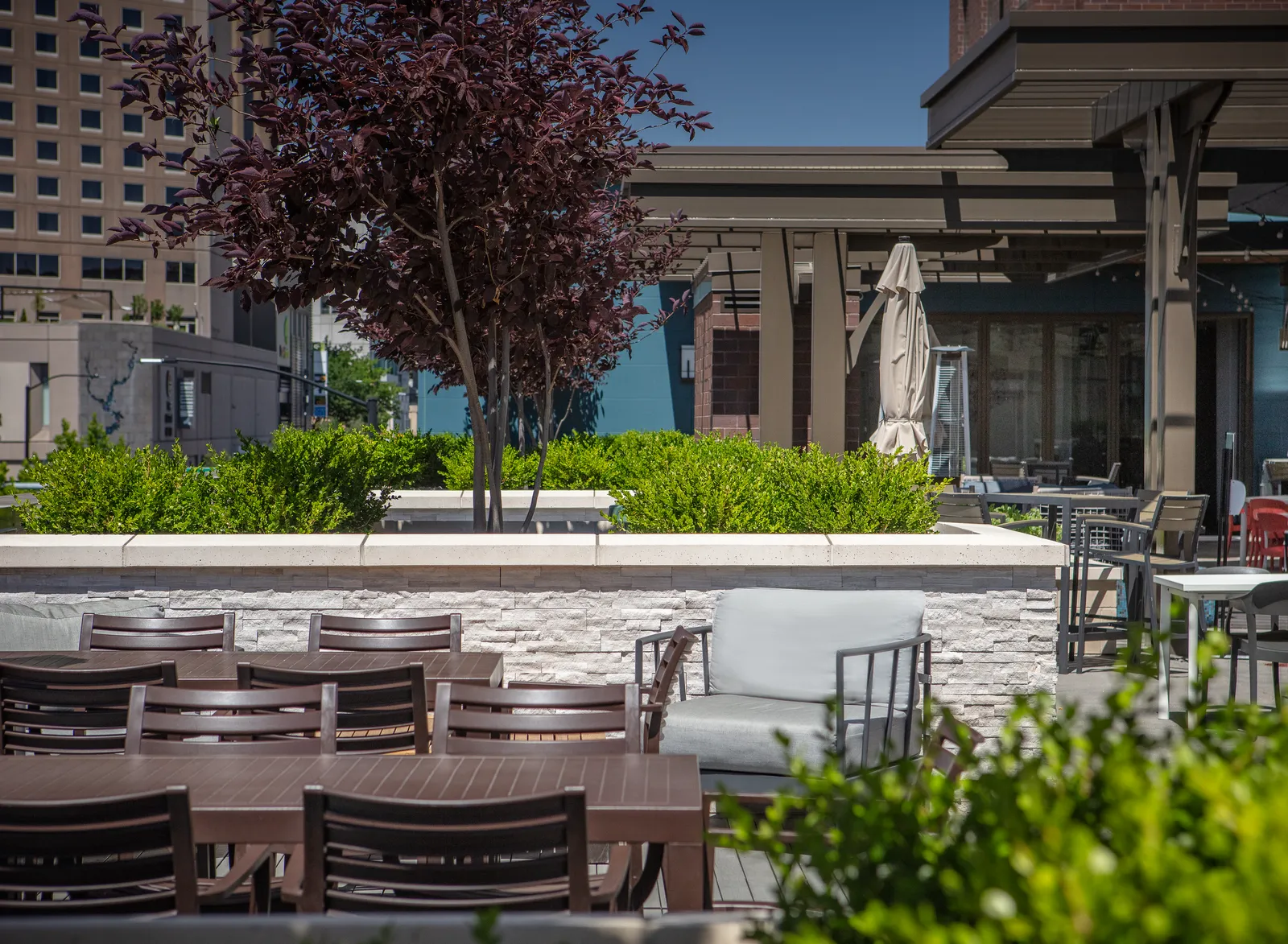 STAND-IN BRANDON TO VET — Residence Inn rooftop bar deck overview (4K master)